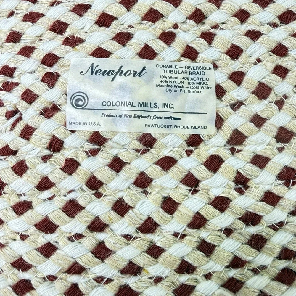 4 Braided Rug Oval Placemats Burgundy Cream Earth Tones 13